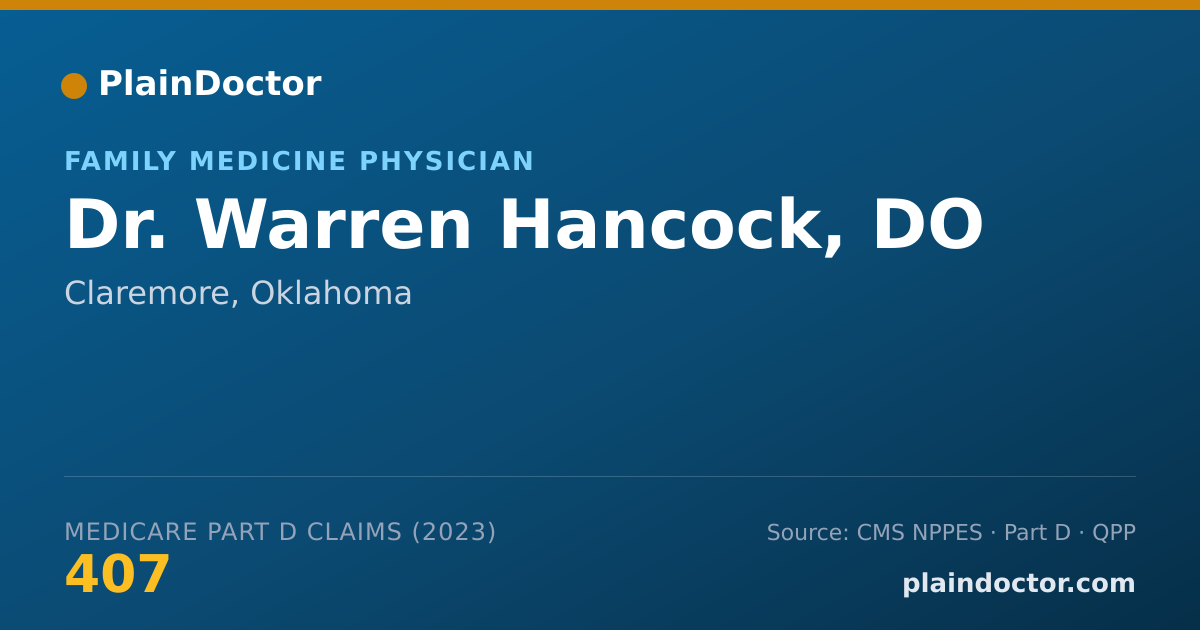 Shareable card for Warren Hancock, DO - Family Medicine Physician, Claremore, OK