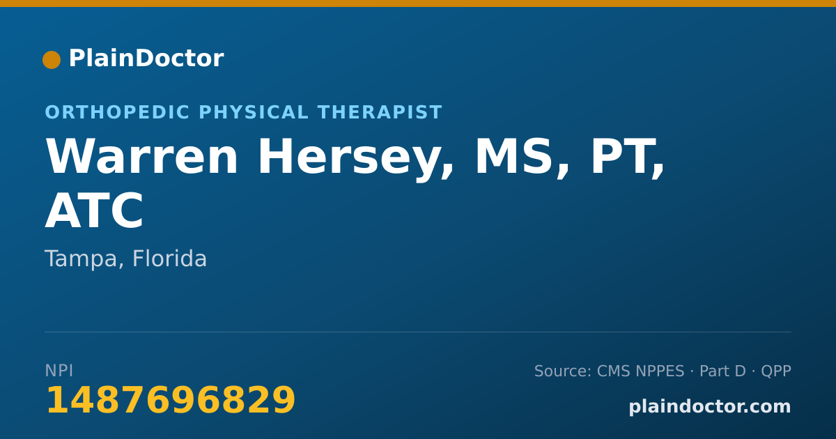 Shareable card for Warren Hersey, MS, PT, ATC - Orthopedic Physical Therapist, Tampa, FL