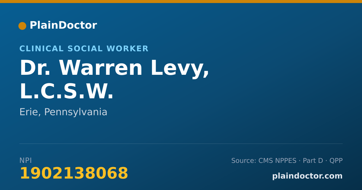 Shareable card for Warren Levy, L.C.S.W. - Clinical Social Worker, Erie, PA