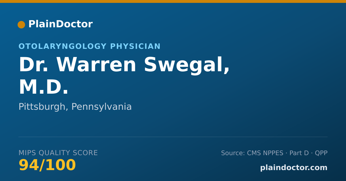Shareable card for Warren Swegal, M.D. - Otolaryngology Physician, Pittsburgh, PA