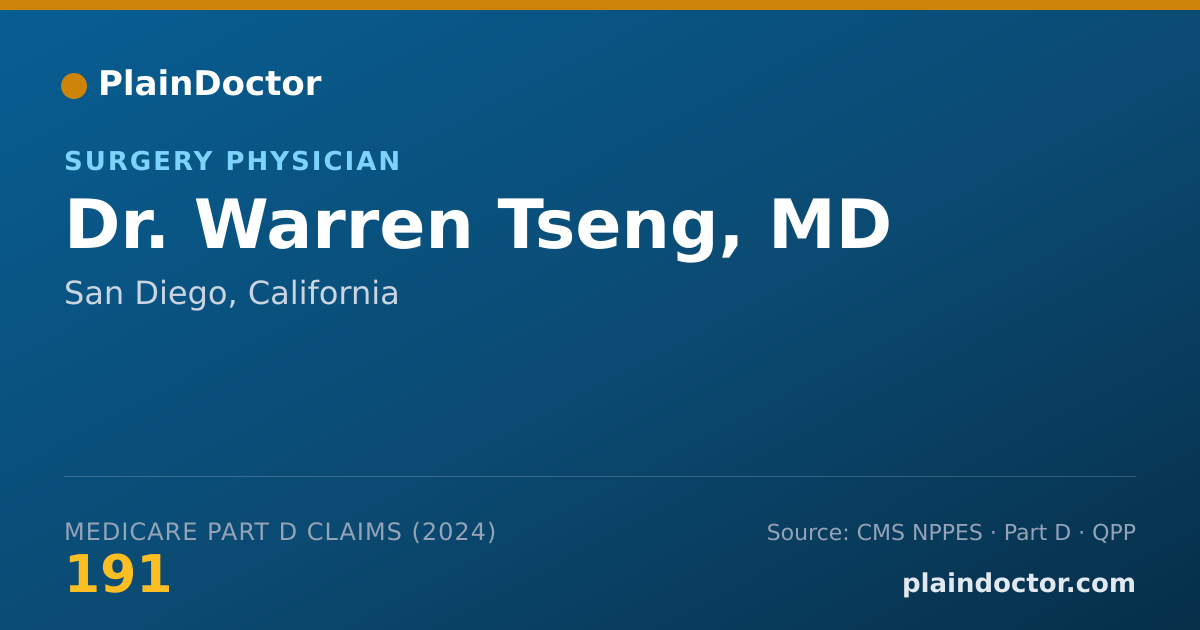 Shareable card for Warren Tseng, MD - Surgery Physician, San Diego, CA