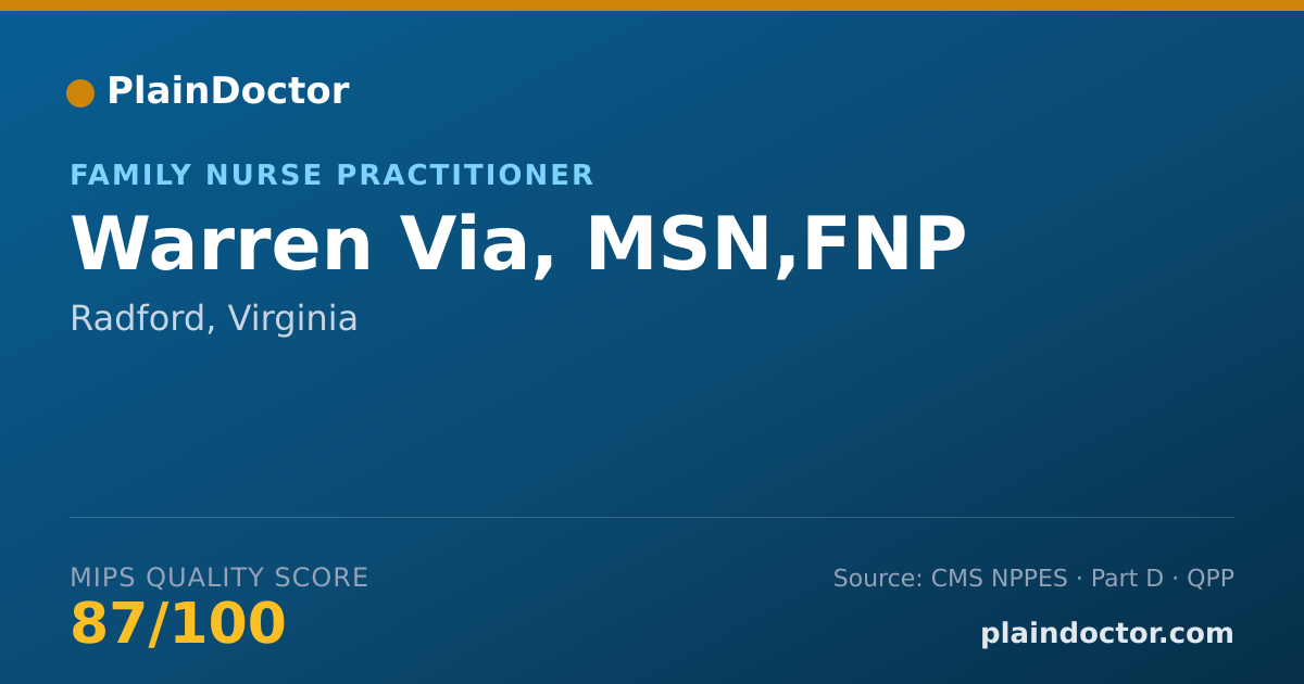 Shareable card for Warren Via, MSN,FNP - Family Nurse Practitioner, Radford, VA