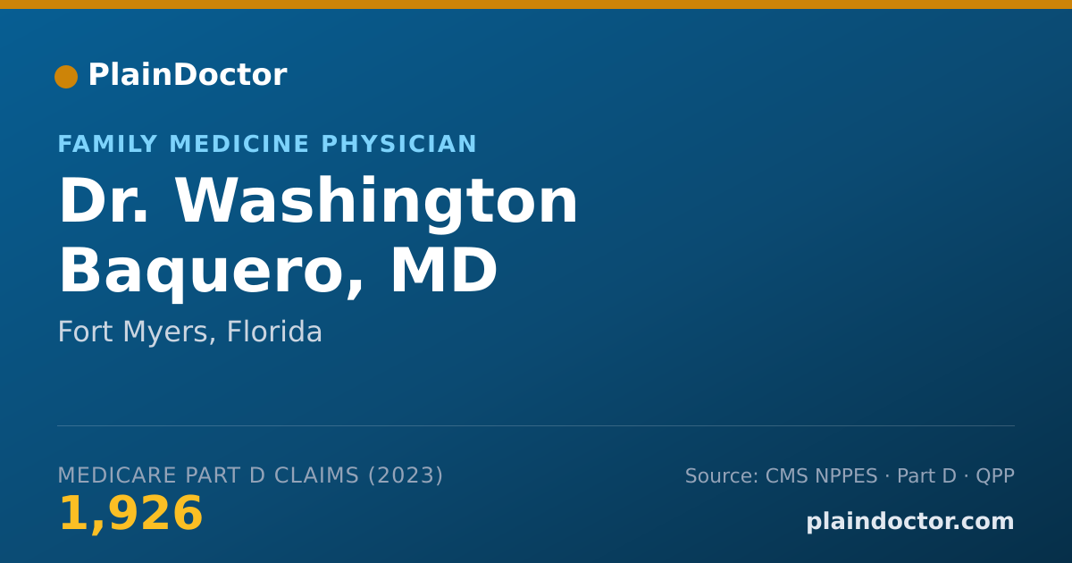 Shareable card for Washington Baquero, MD - Family Medicine Physician, Fort Myers, FL