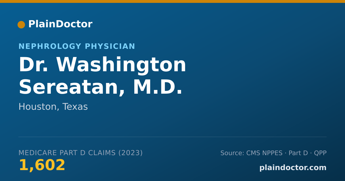 Shareable card for Washington Sereatan, M.D. - Nephrology Physician, Houston, TX
