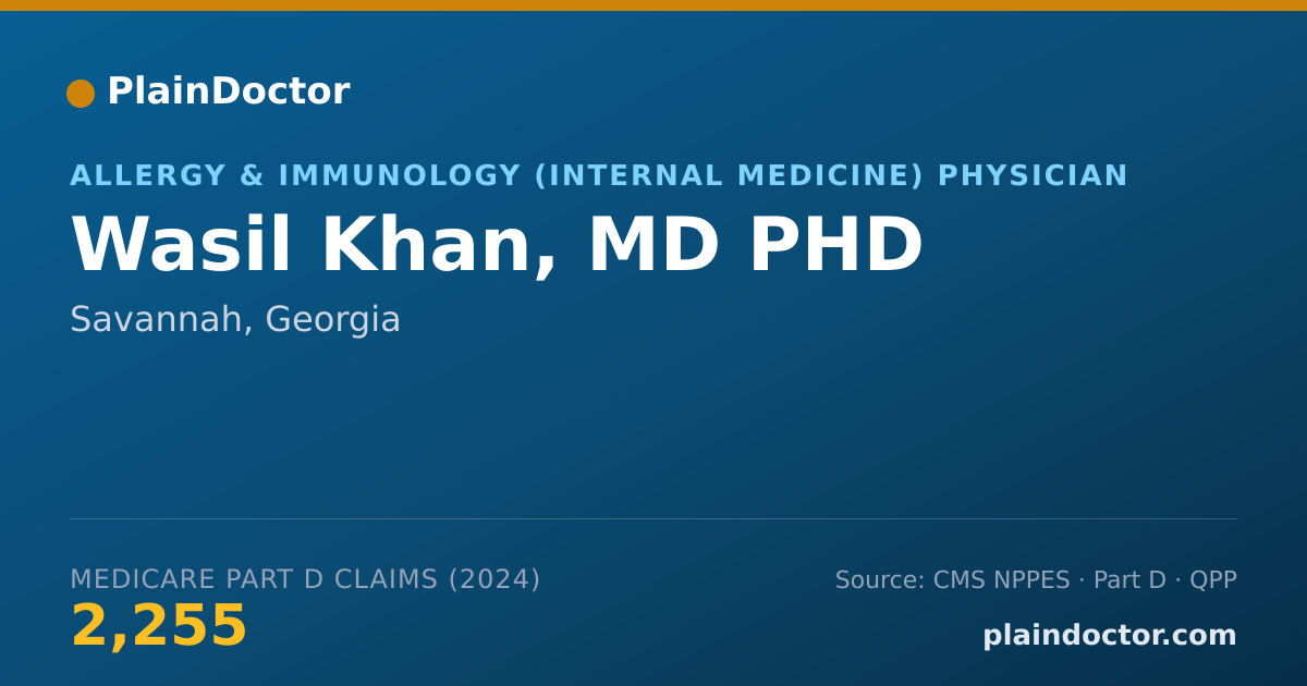 Shareable card for Wasil Khan, MD PHD - Allergy & Immunology (Internal Medicine) Physician, Savannah, GA
