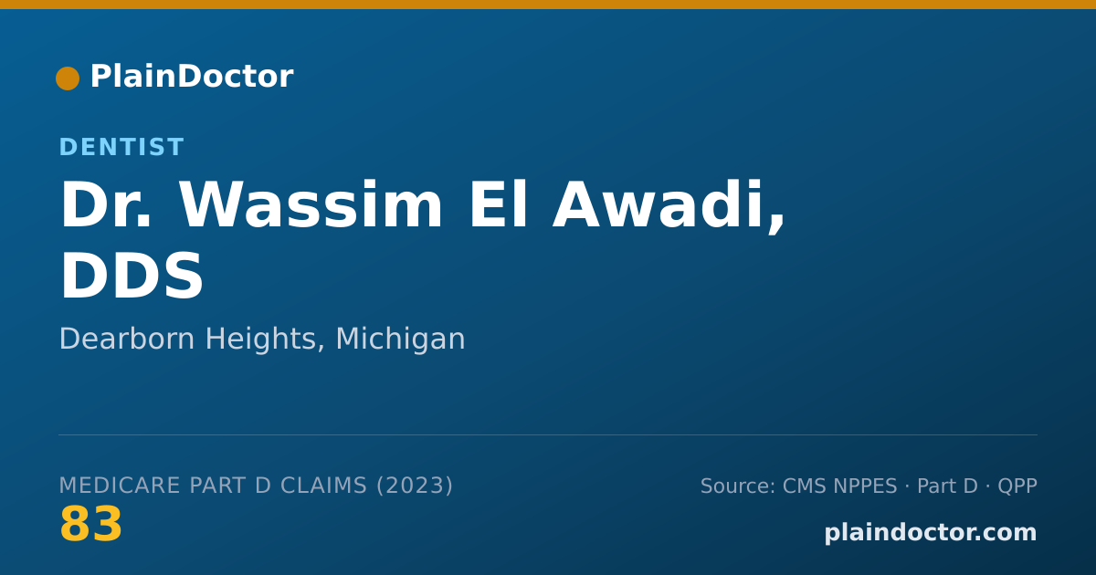 Shareable card for Wassim El Awadi, DDS - Dentist, Dearborn Heights, MI