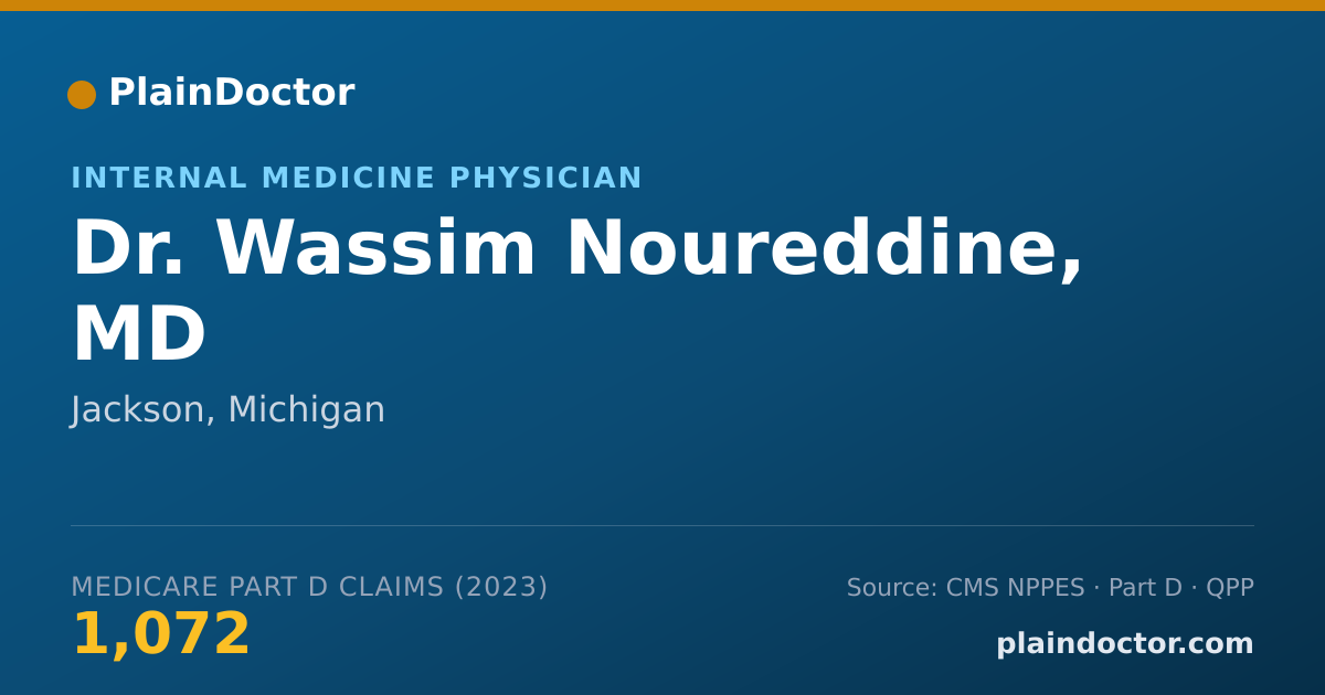 Shareable card for Wassim Noureddine, MD - Internal Medicine Physician, Jackson, MI