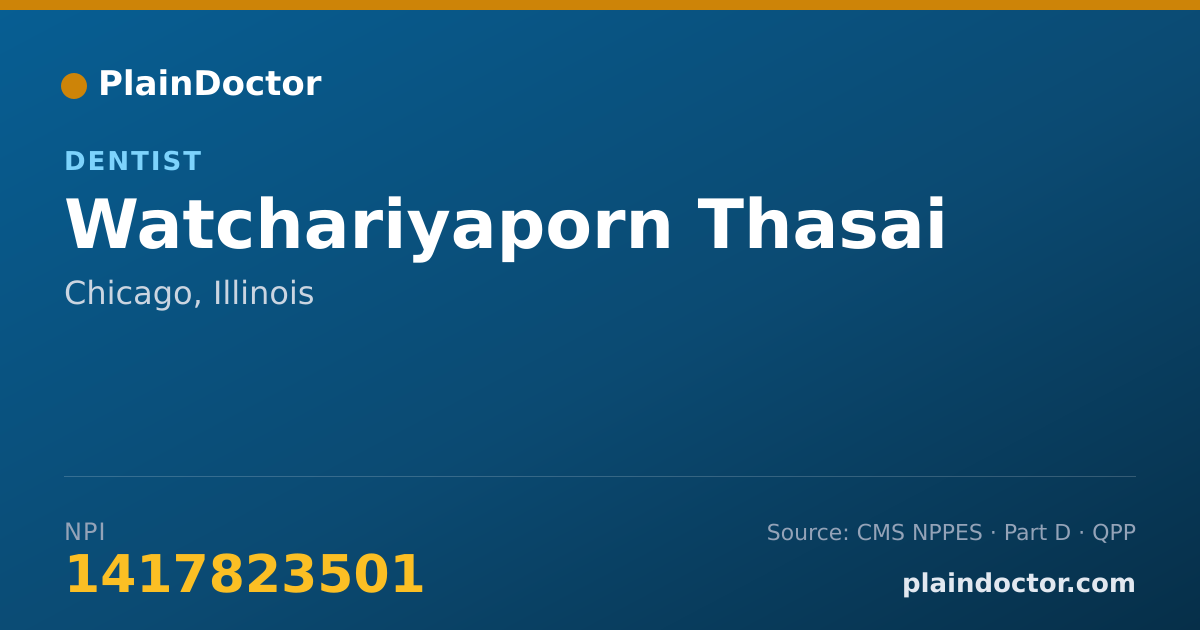 Shareable card for Watchariyaporn Thasai - Dentist, Chicago, IL