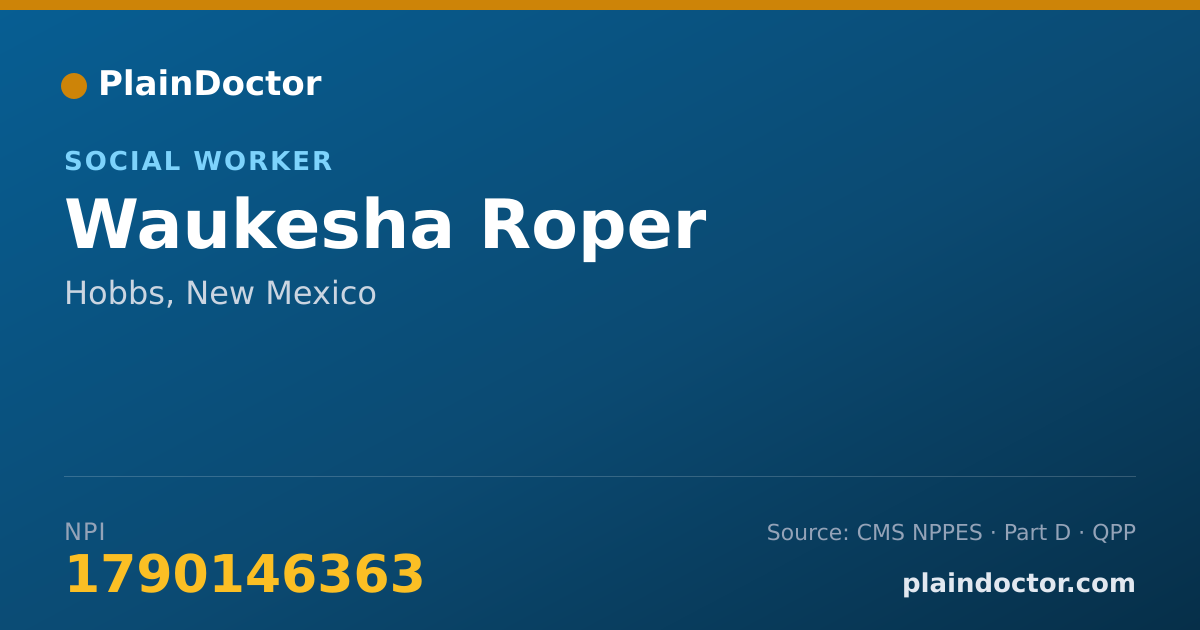 Shareable card for Waukesha Roper - Social Worker, Hobbs, NM