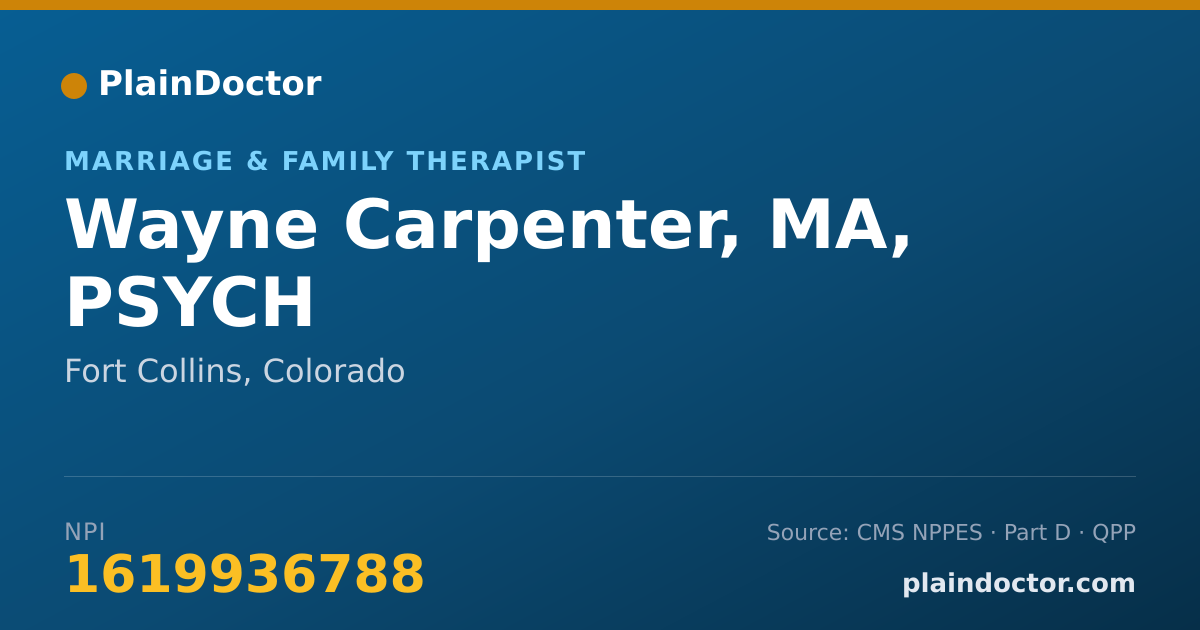 Shareable card for Wayne Carpenter, MA, PSYCH - Marriage & Family Therapist, Fort Collins, CO