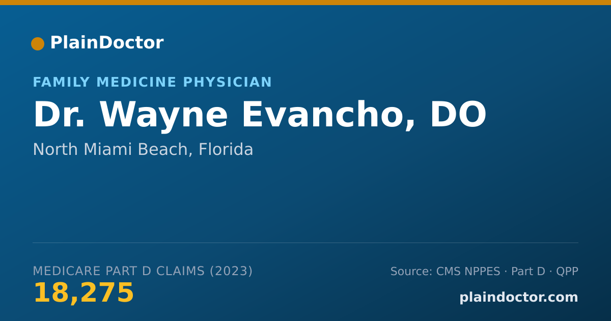 Shareable card for Wayne Evancho, DO - Family Medicine Physician, North Miami Beach, FL