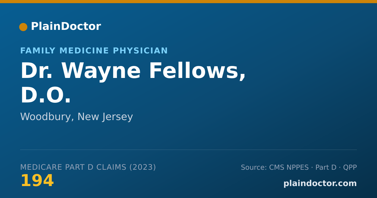 Shareable card for Wayne Fellows, D.O. - Family Medicine Physician, Woodbury, NJ