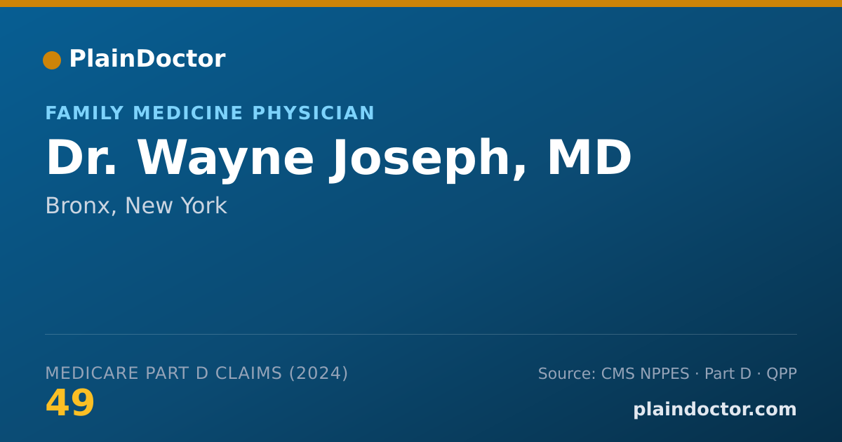 Shareable card for Wayne Joseph, MD - Family Medicine Physician, Bronx, NY