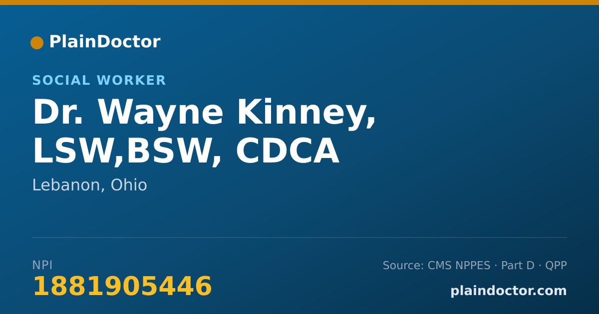 Shareable card for Wayne Kinney, LSW,BSW, CDCA - Social Worker, Lebanon, OH