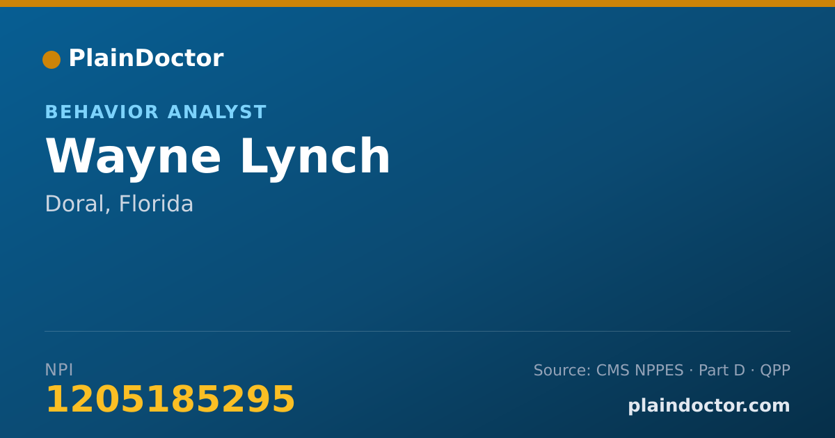 Shareable card for Wayne Lynch - Behavior Analyst, Doral, FL
