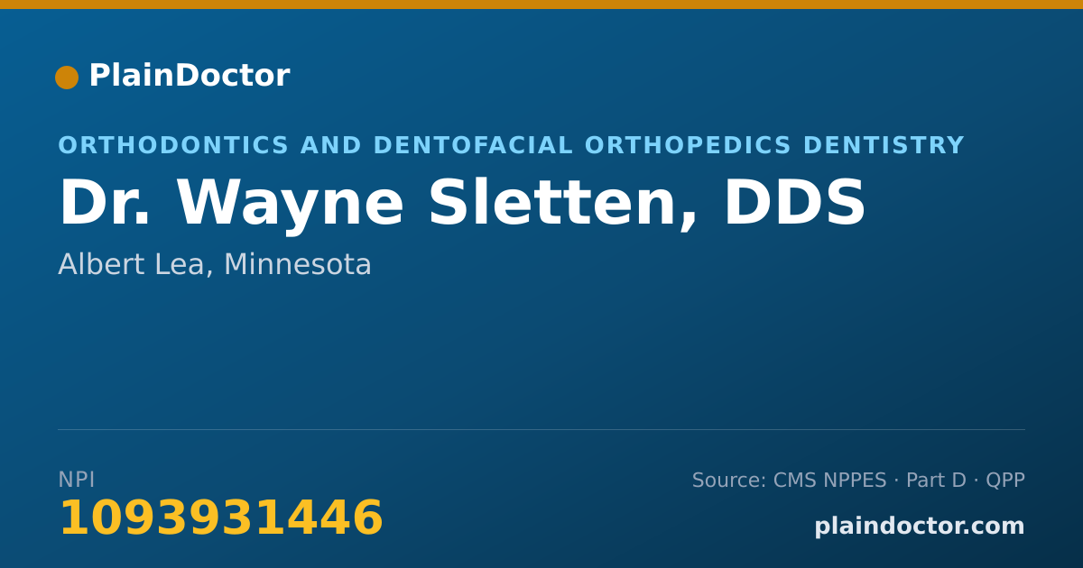 Shareable card for Wayne Sletten, DDS - Orthodontics and Dentofacial Orthopedics Dentistry, Albert Lea, MN