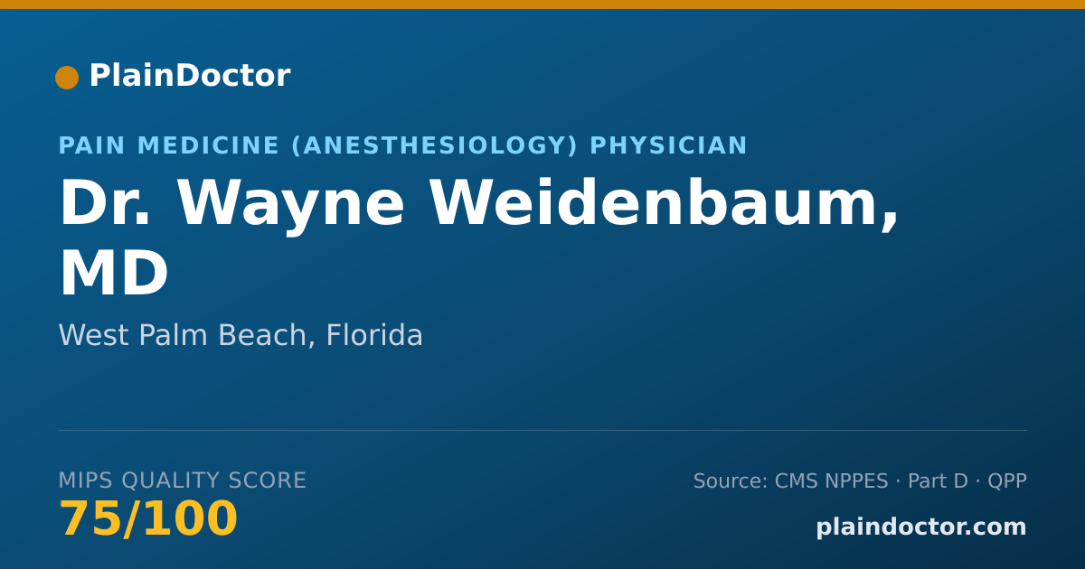 Shareable card for Wayne Weidenbaum, MD - Pain Medicine (Anesthesiology) Physician, West Palm Beach, FL
