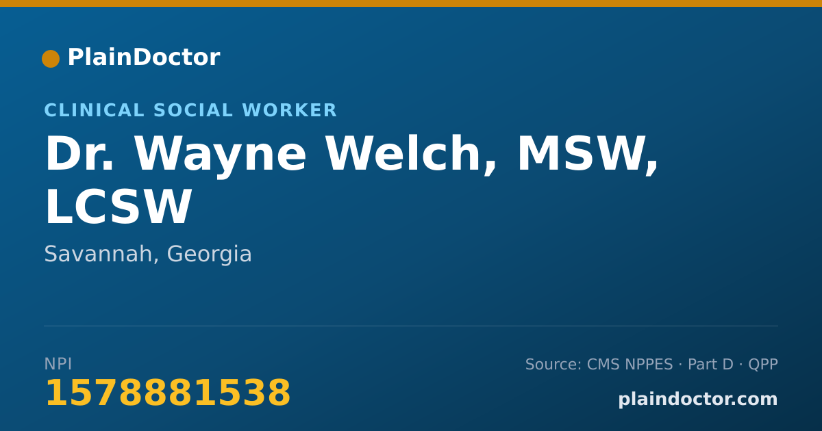 Shareable card for Wayne Welch, MSW, LCSW - Clinical Social Worker, Savannah, GA