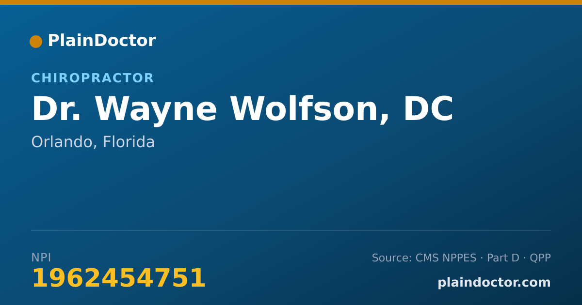 Shareable card for Wayne Wolfson, DC - Chiropractor, Orlando, FL