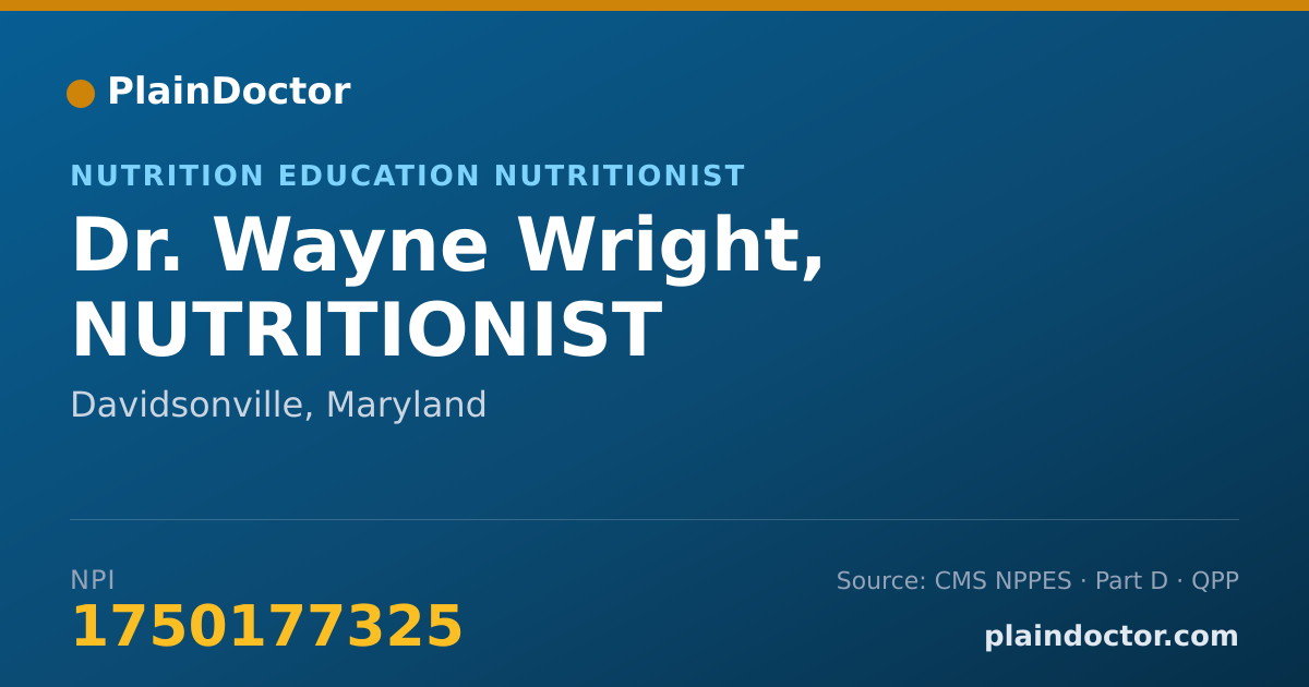 Shareable card for Wayne Wright, NUTRITIONIST - Nutrition Education Nutritionist, Davidsonville, MD