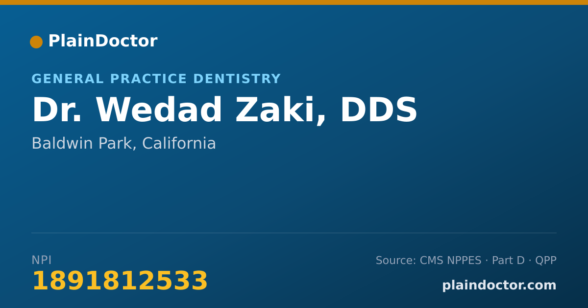 Shareable card for Wedad Zaki, DDS - General Practice Dentistry, Baldwin Park, CA