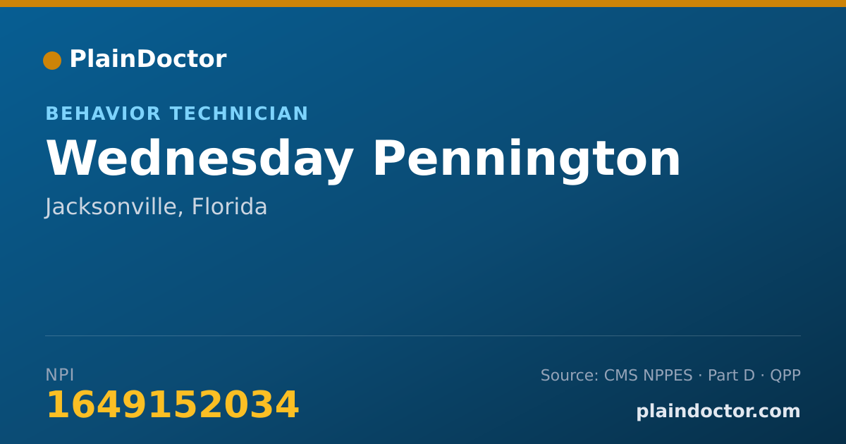 Shareable card for Wednesday Pennington - Behavior Technician, Jacksonville, FL