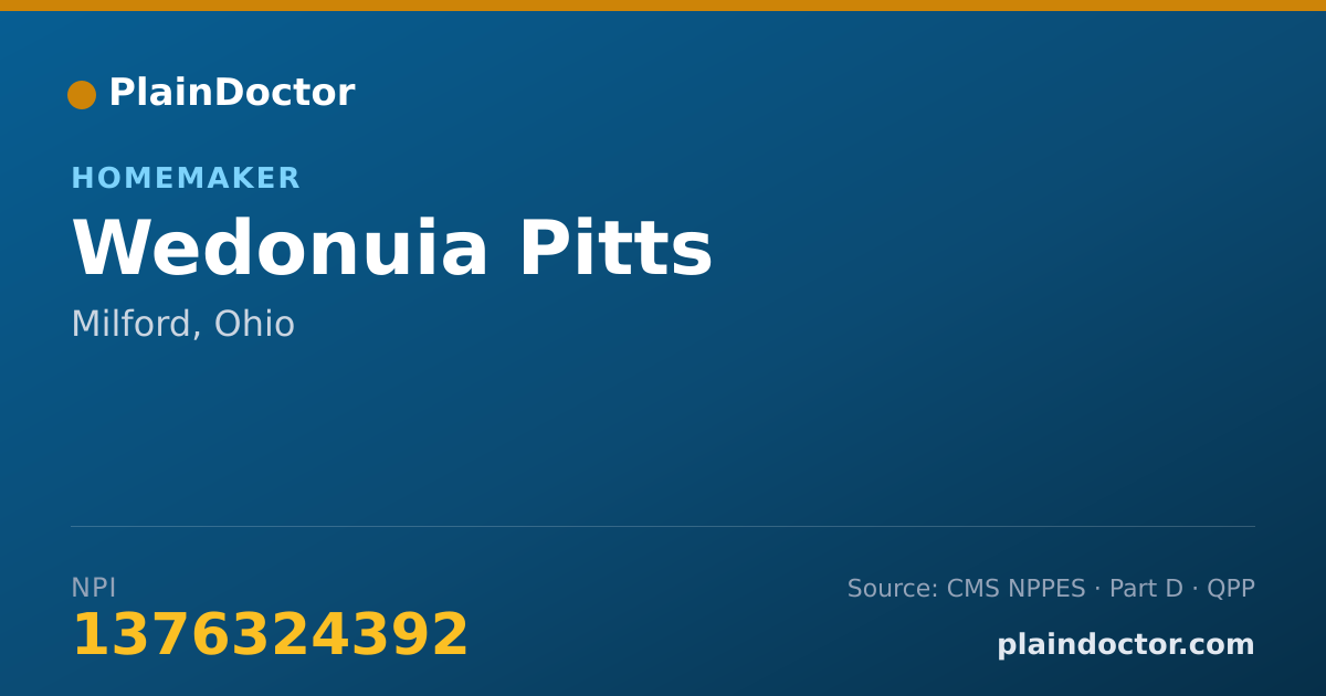 Shareable card for Wedonuia Pitts - Homemaker, Milford, OH