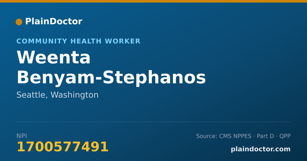 Shareable card for Weenta Benyam-Stephanos - Community Health Worker, Seattle, WA