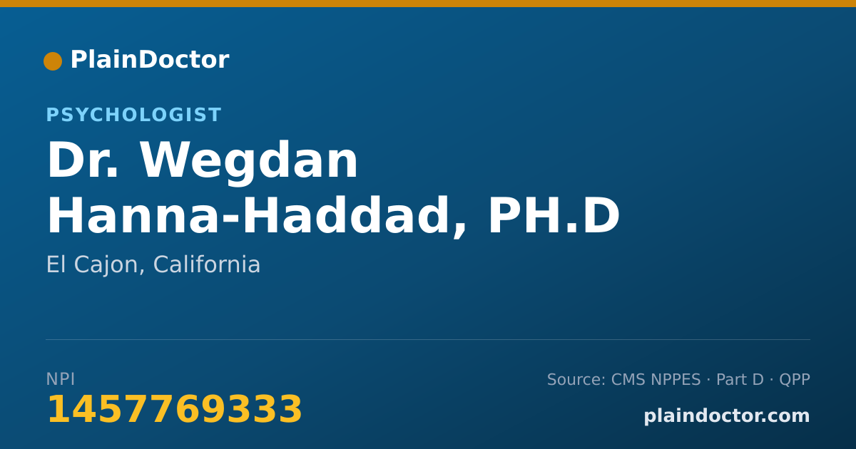 Shareable card for Wegdan Hanna-Haddad, PH.D - Psychologist, El Cajon, CA