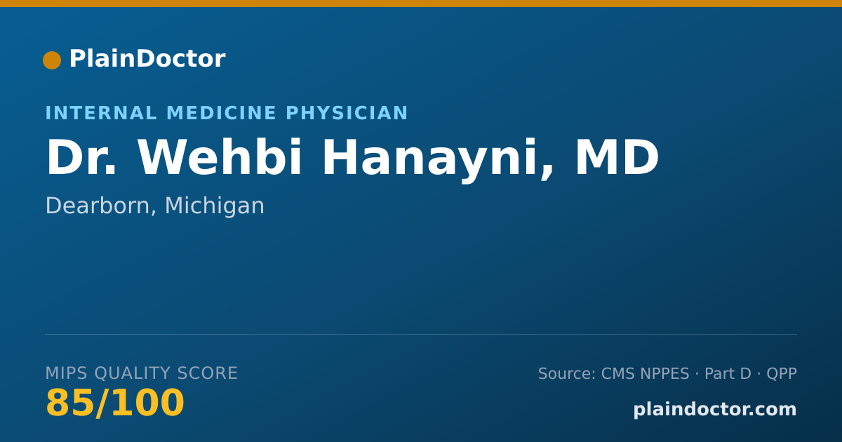 Shareable card for Wehbi Hanayni, MD - Internal Medicine Physician, Dearborn, MI