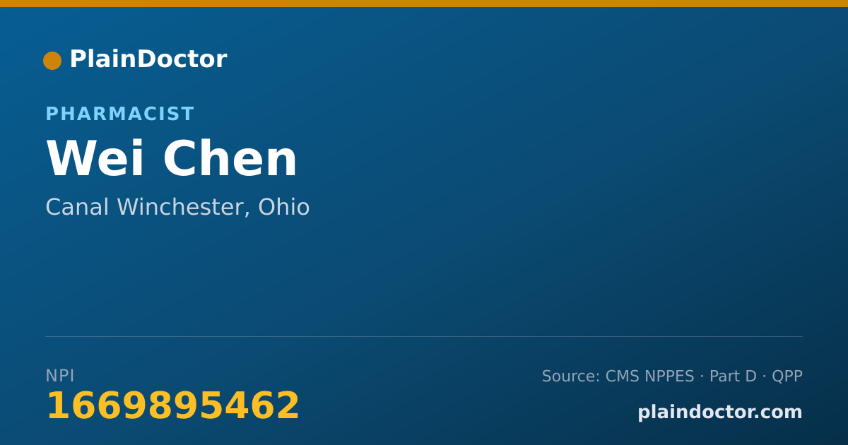Shareable card for Wei Chen - Pharmacist, Canal Winchester, OH