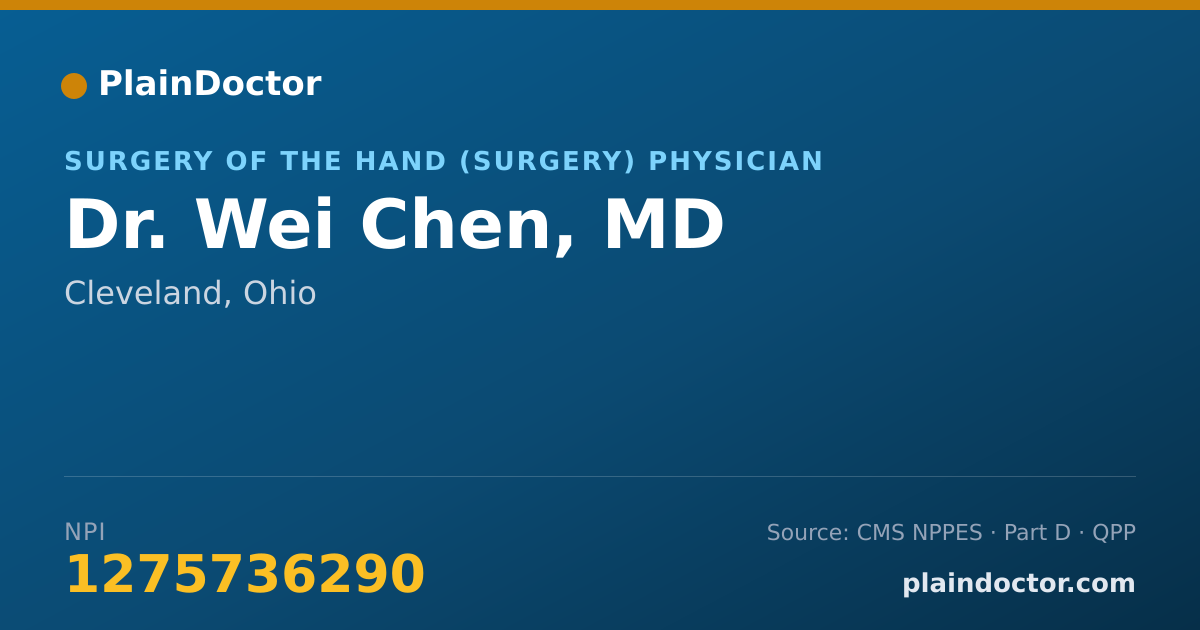 Shareable card for Wei Chen, MD - Surgery of the Hand (Surgery) Physician, Cleveland, OH