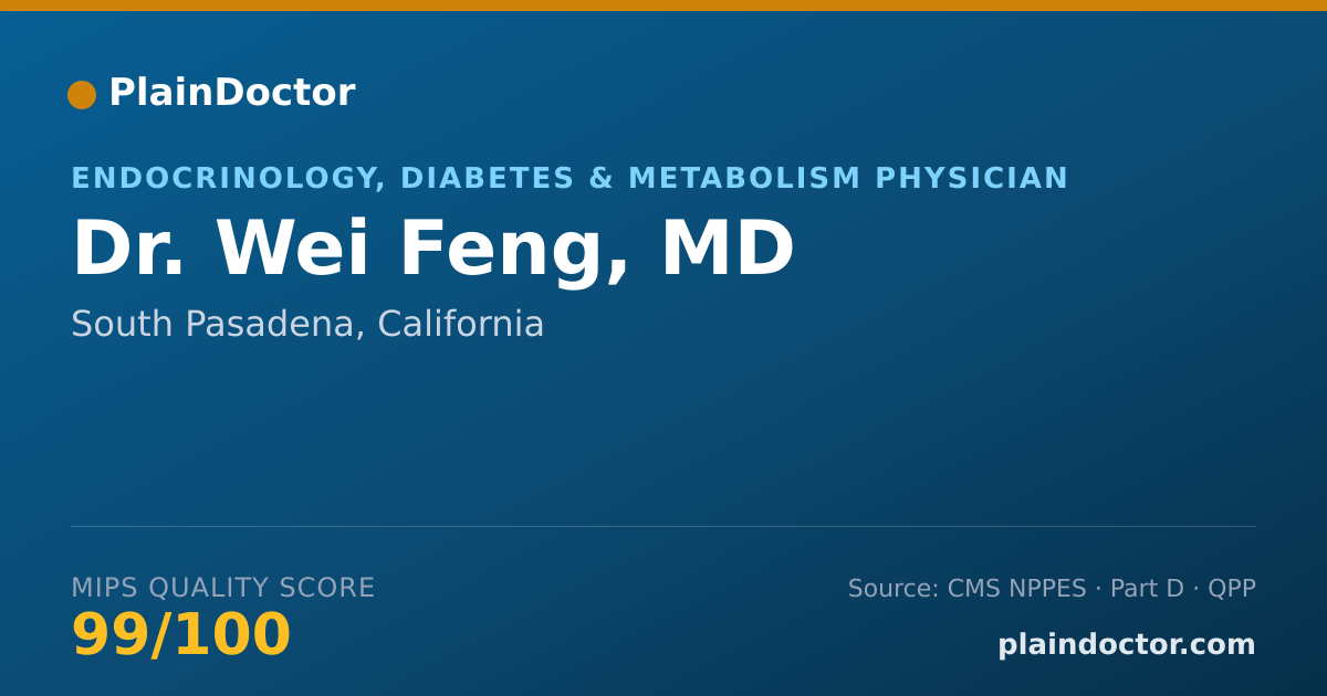 Shareable card for Wei Feng, MD - Endocrinology, Diabetes & Metabolism Physician, South Pasadena, CA
