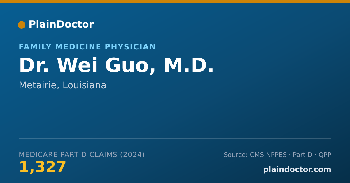 Shareable card for Wei Guo, M.D. - Family Medicine Physician, Metairie, LA