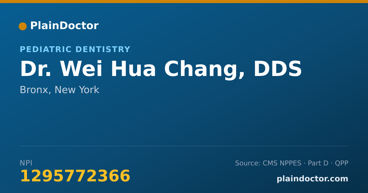 Shareable card for Wei Hua Chang, DDS - Pediatric Dentistry, Bronx, NY
