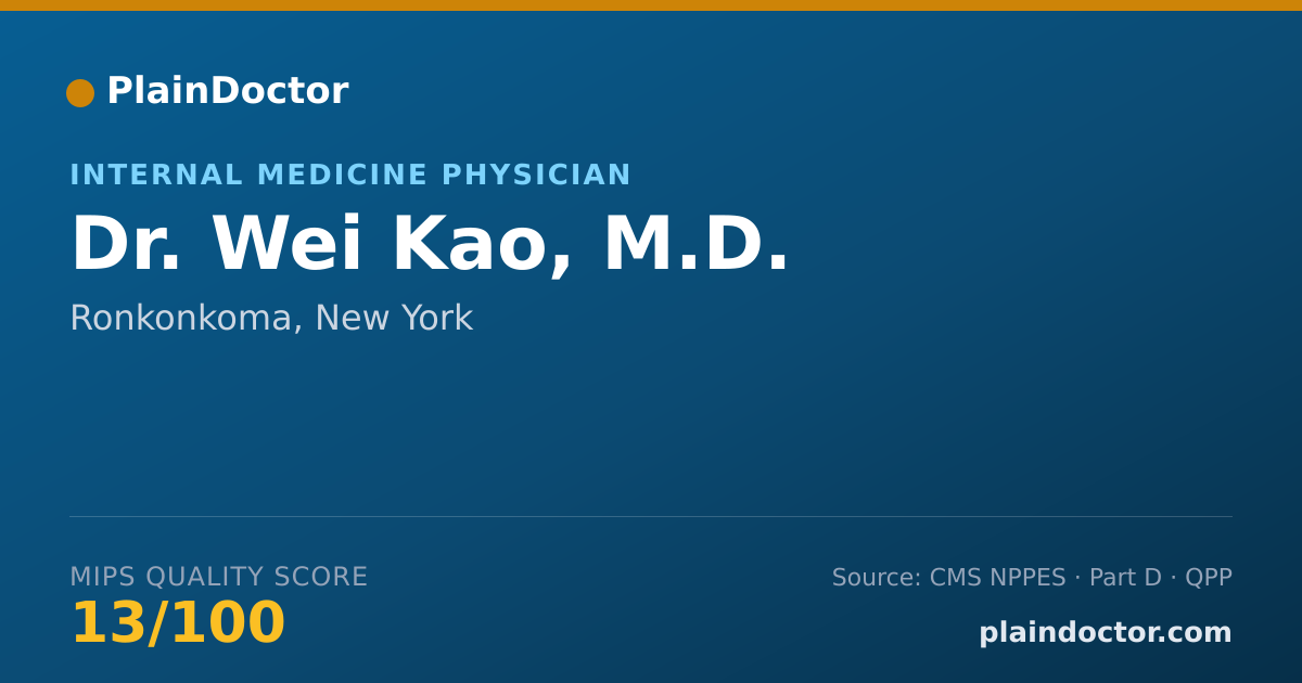 Shareable card for Wei Kao, M.D. - Internal Medicine Physician, Ronkonkoma, NY