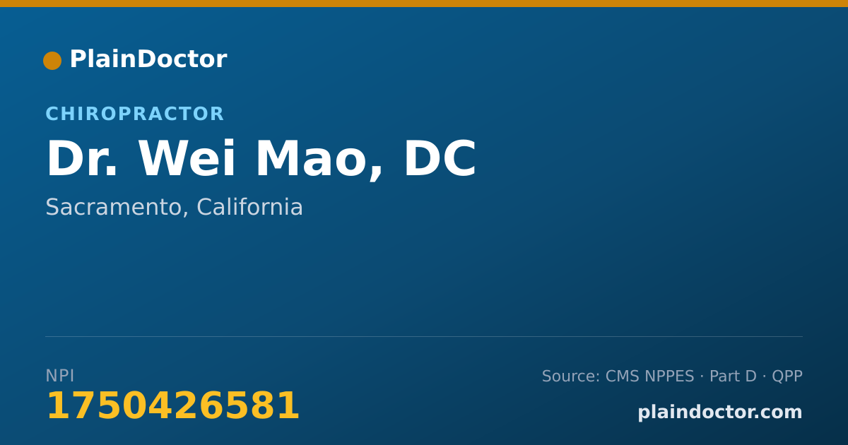 Shareable card for Wei Mao, DC - Chiropractor, Sacramento, CA