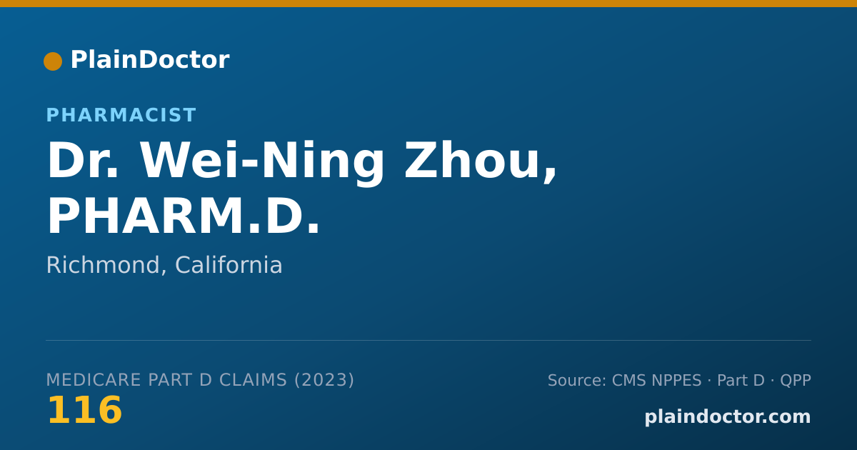 Shareable card for Wei-Ning Zhou, PHARM.D. - Pharmacist, Richmond, CA