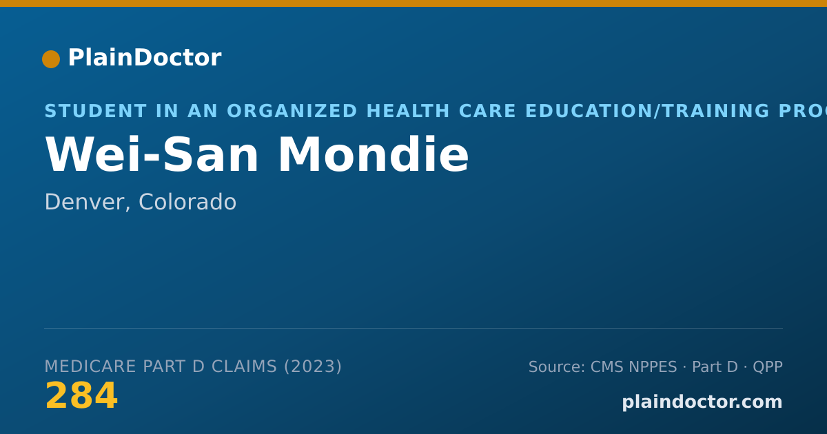 Shareable card for Wei-San Mondie - Student in an Organized Health Care Education/Training Program, Denver, CO