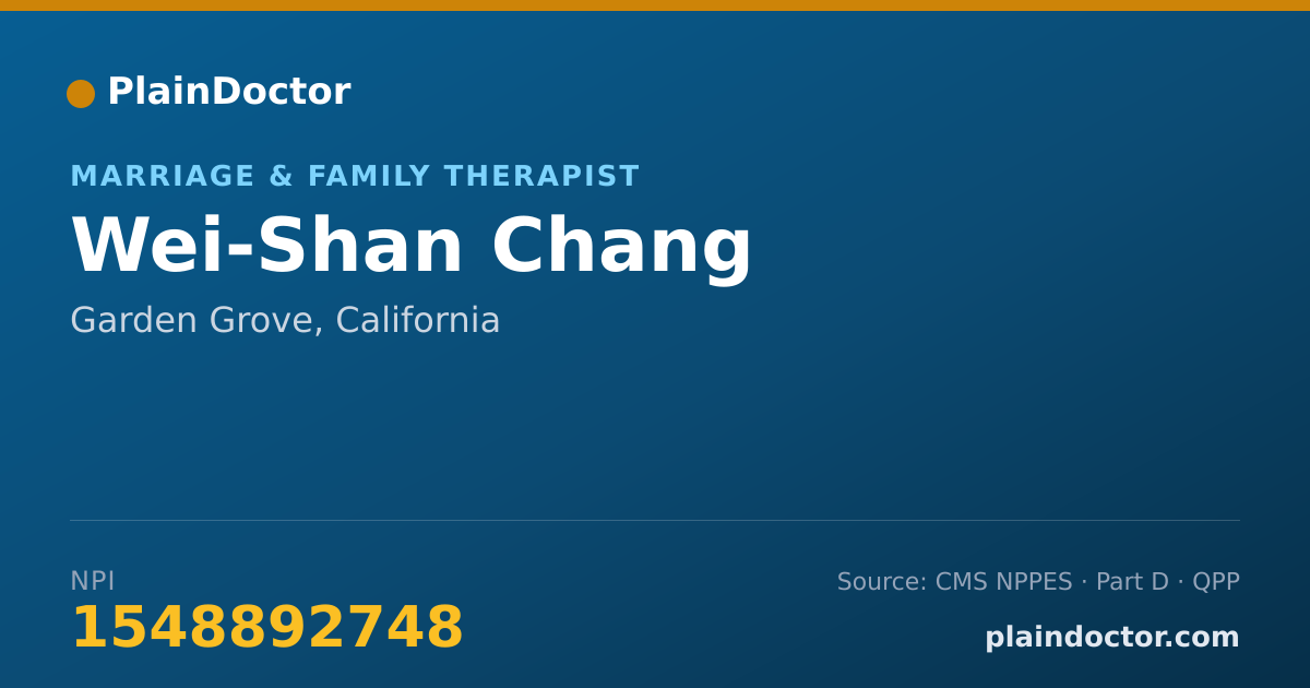 Shareable card for Wei-Shan Chang - Marriage & Family Therapist, Garden Grove, CA