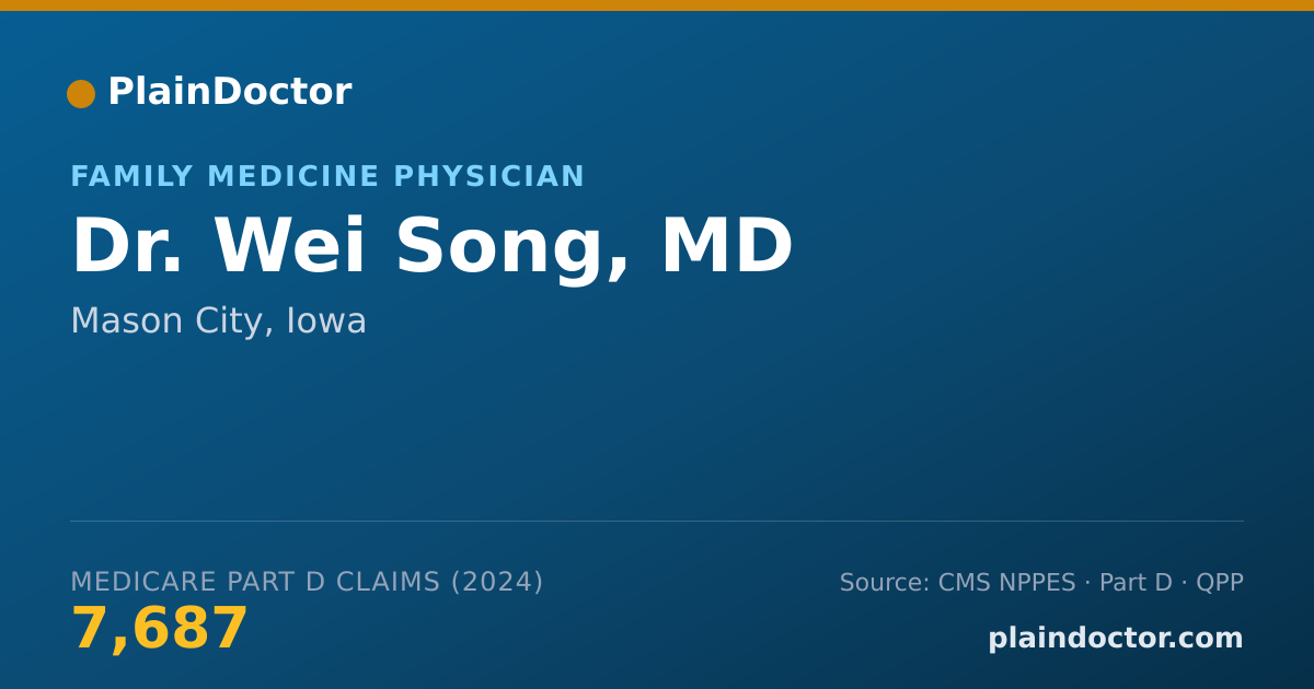 Shareable card for Wei Song, MD - Family Medicine Physician, Mason City, IA