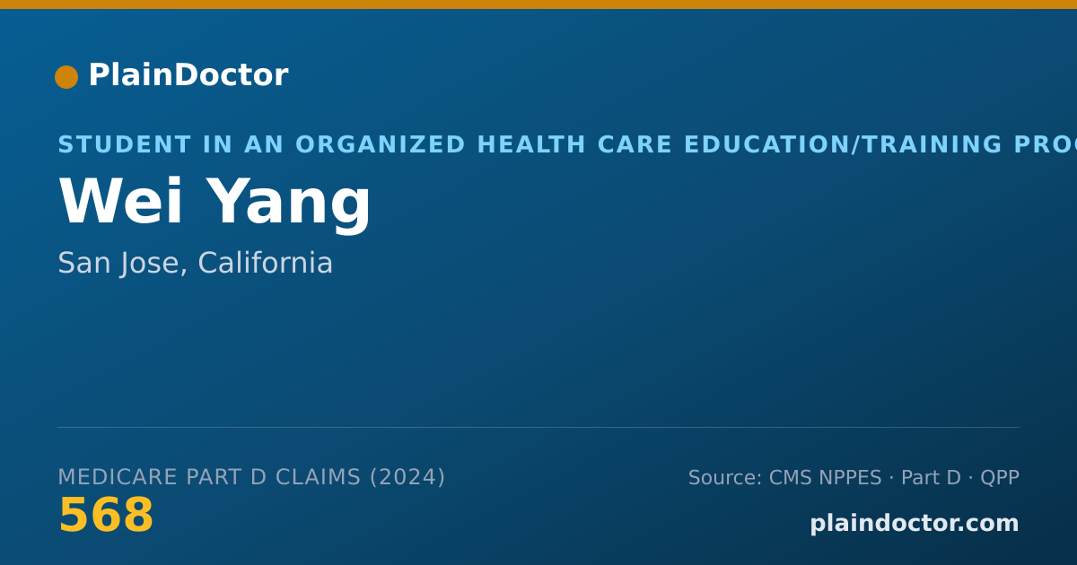Shareable card for Wei Yang - Student in an Organized Health Care Education/Training Program, San Jose, CA