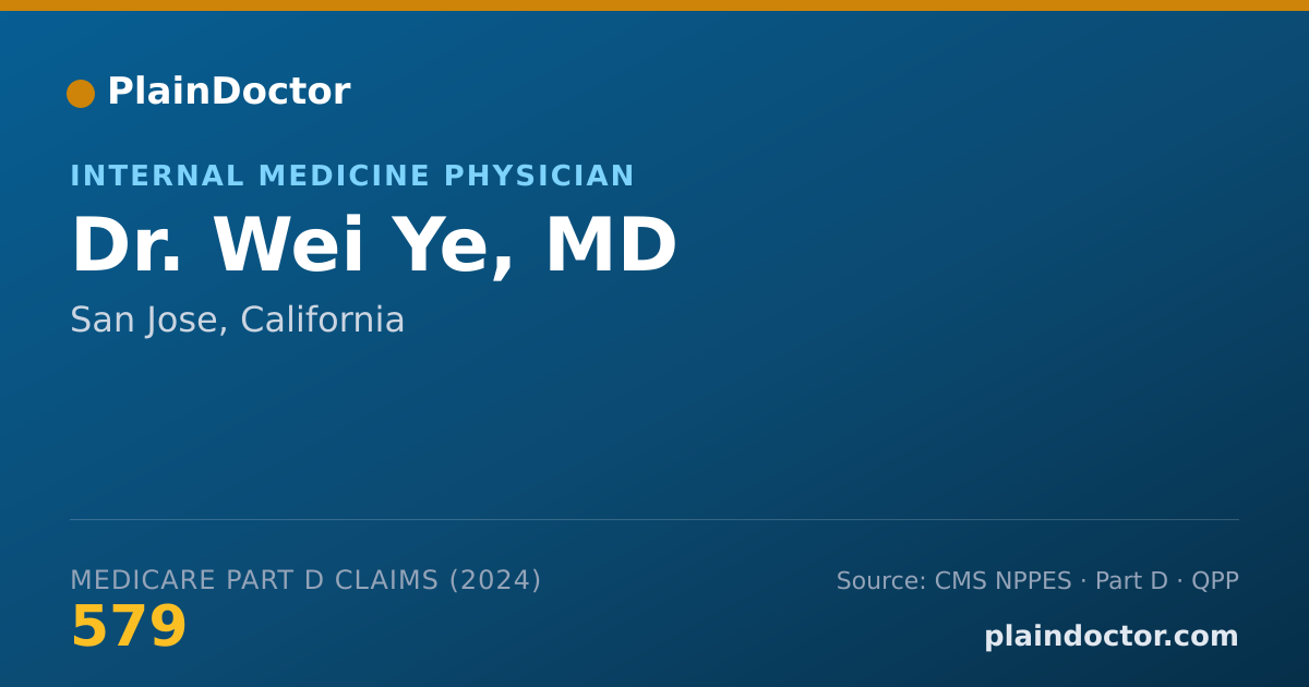 Shareable card for Wei Ye, MD - Internal Medicine Physician, San Jose, CA