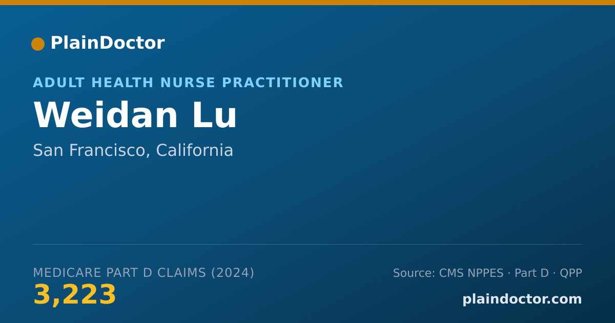Shareable card for Weidan Lu - Adult Health Nurse Practitioner, San Francisco, CA