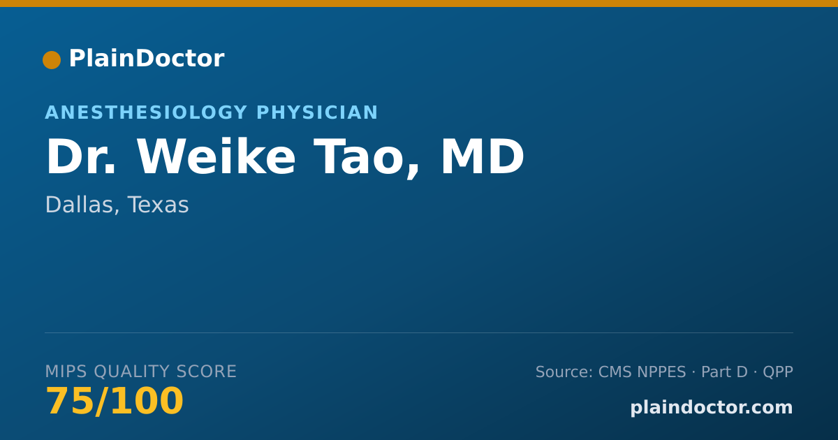 Shareable card for Weike Tao, MD - Anesthesiology Physician, Dallas, TX