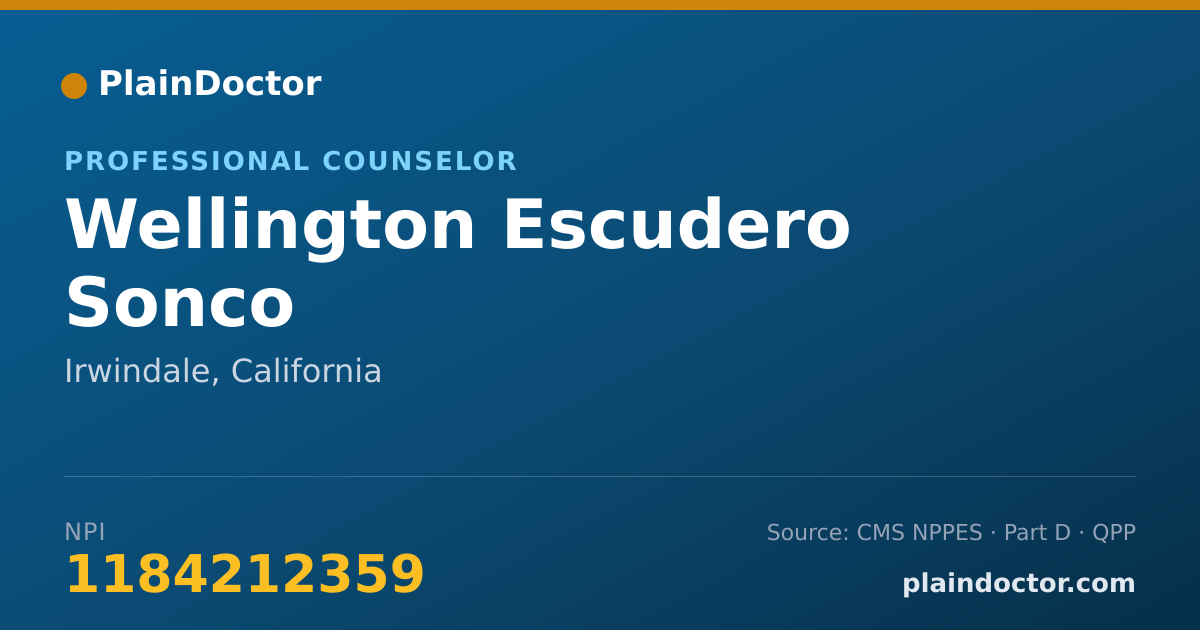 Shareable card for Wellington Escudero Sonco - Professional Counselor, Irwindale, CA