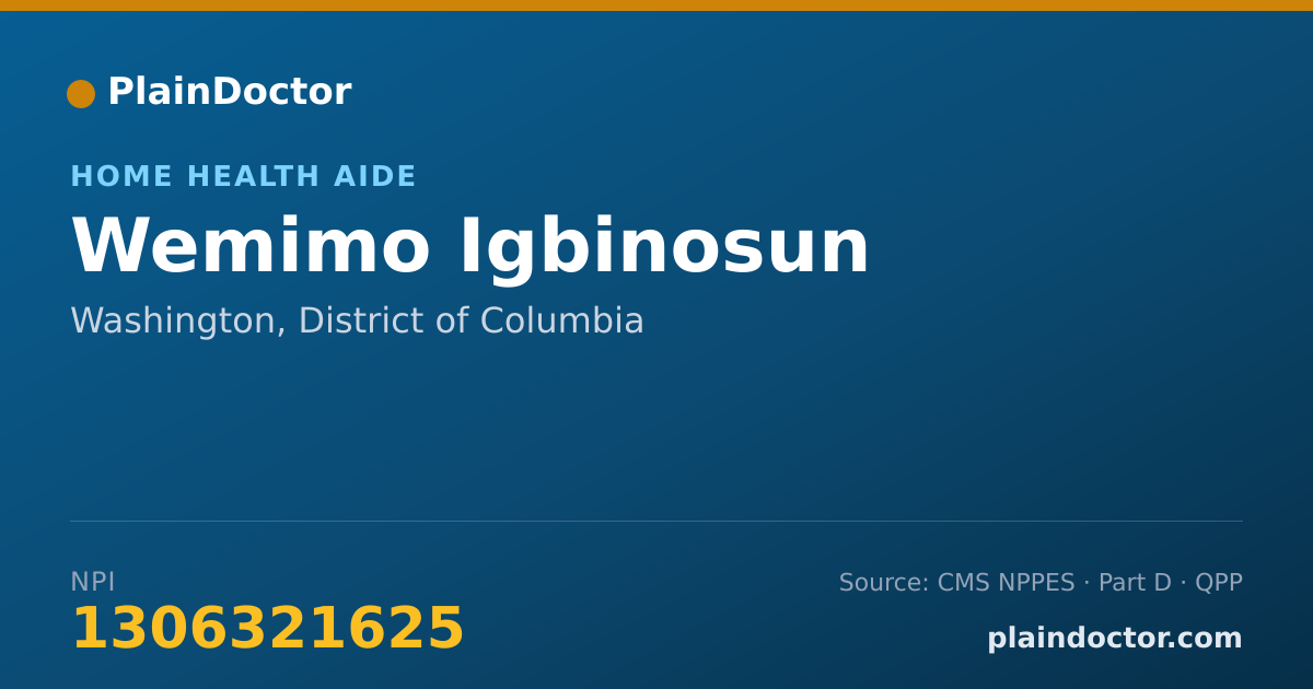 Shareable card for Wemimo Igbinosun - Home Health Aide, Washington, DC