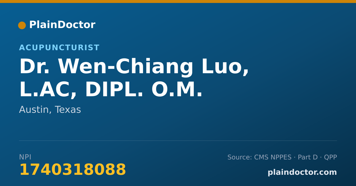 Shareable card for Wen-Chiang Luo, L.AC, DIPL. O.M. - Acupuncturist, Austin, TX