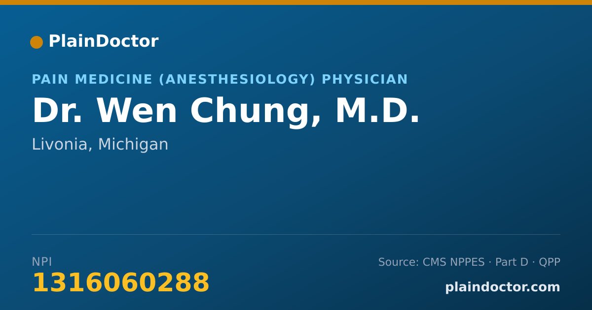 Shareable card for Wen Chung, M.D. - Pain Medicine (Anesthesiology) Physician, Livonia, MI