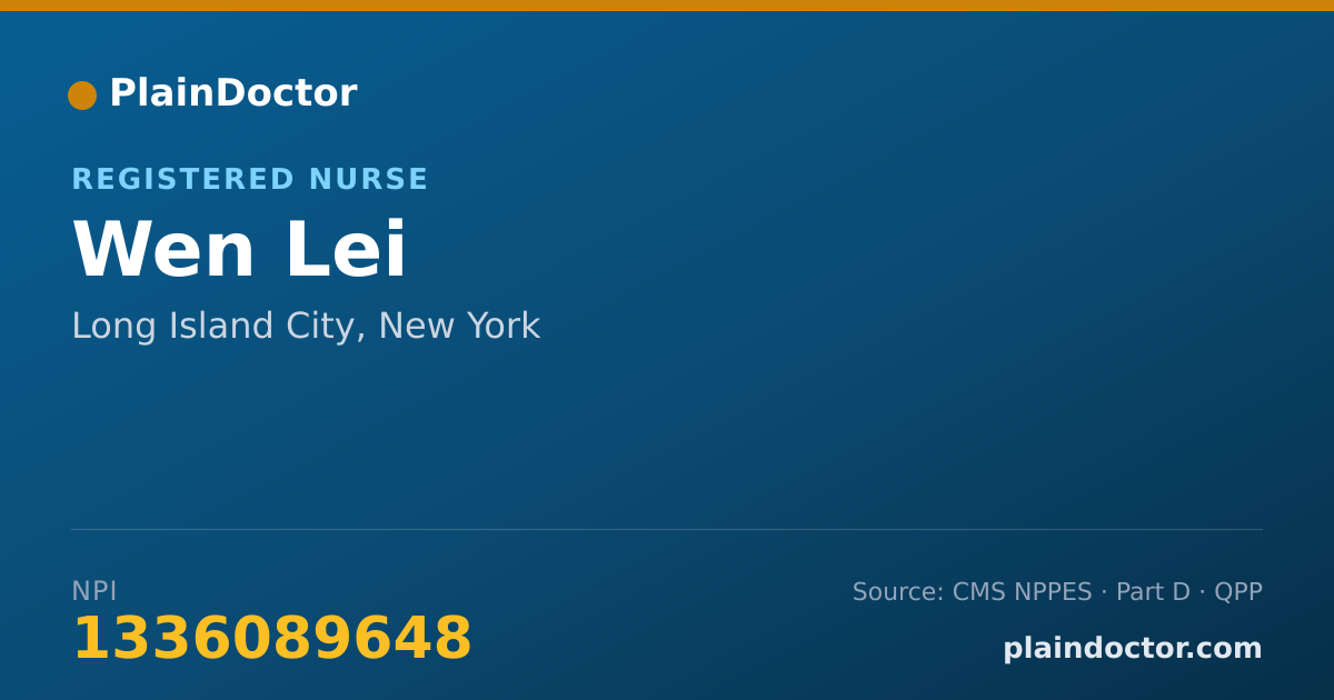 Shareable card for Wen Lei - Registered Nurse, Long Island City, NY